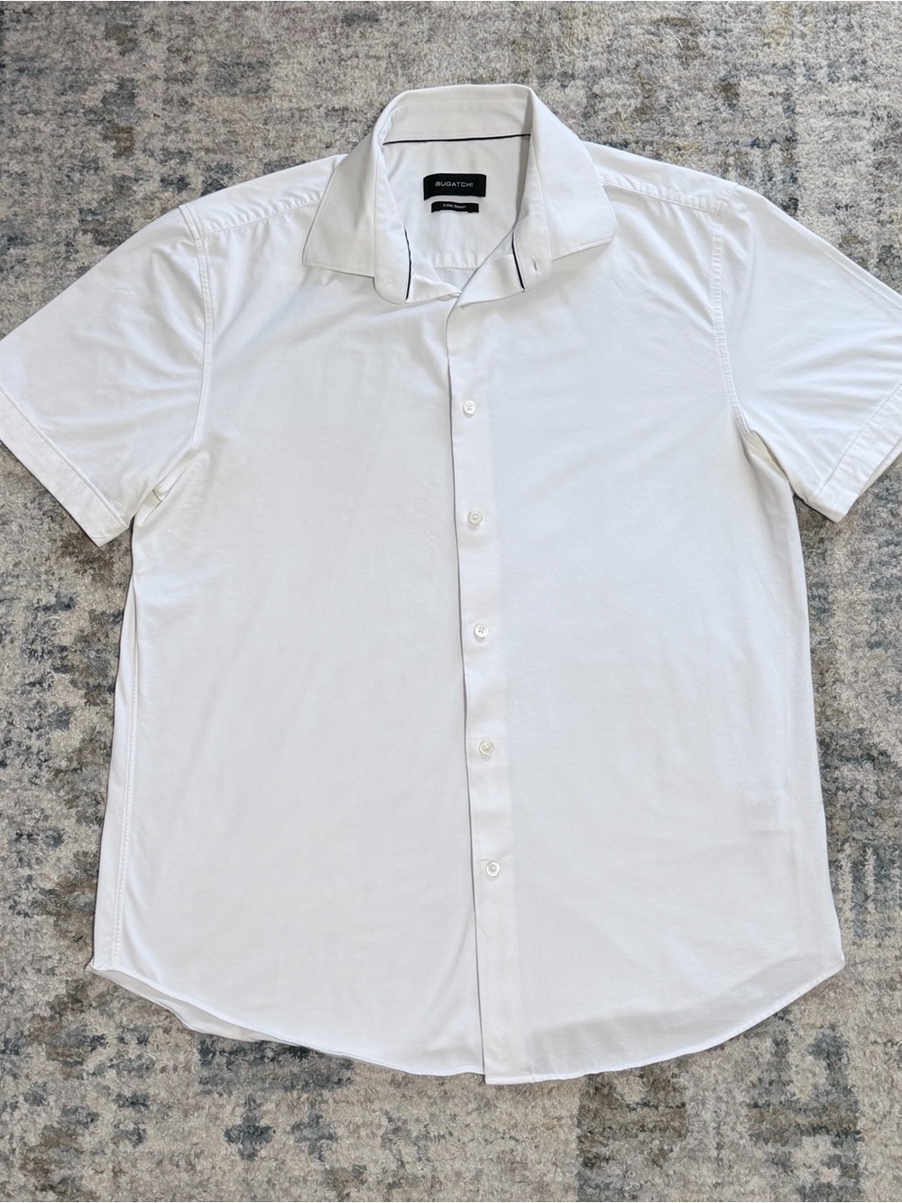 Bugatchi white cotton short sleeve button up shirt